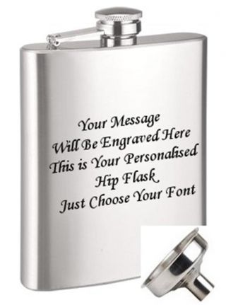 Personalised Gift Engraved Steel Hip Flask 9oz (266ml)