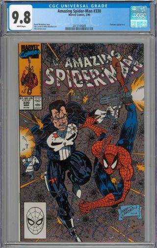 Spider - Man 330 Cgc 9.  8 Nm/mt Punisher Appearance White Pages