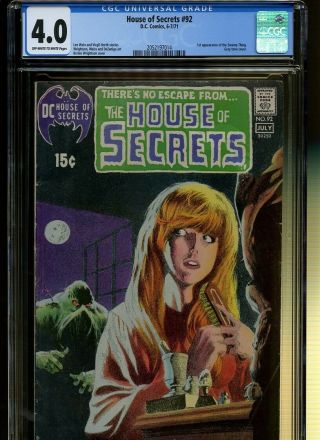 House Of Secrets 92 Cgc 4.  0 Dc 1971 1st Swamp Thing.  Grey Tone Cover.