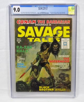 Marvel Comics Savage Tales 1 Cgc 9.  0 Conan Barbarian White Pages 1st Man - Thing