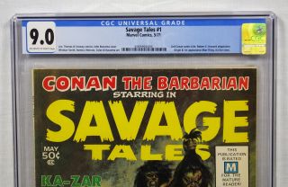 Marvel Comics Savage Tales 1 CGC 9.  0 Conan Barbarian White Pages 1st Man - Thing 3