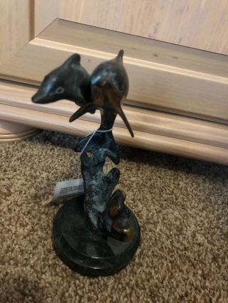 Spi Sf Dolphin Brass Sculpture Statue Figurine Sea Life Dolphins Charity