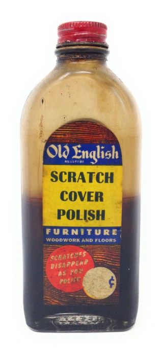Vintage Old English Furniture Scratch Cover Polish Glass Bottle