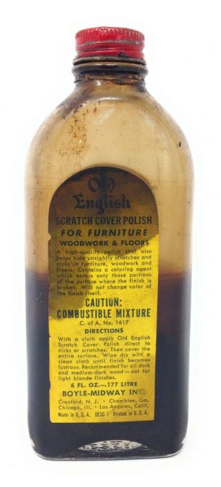 Vintage Old English Furniture Scratch Cover Polish Glass Bottle 2