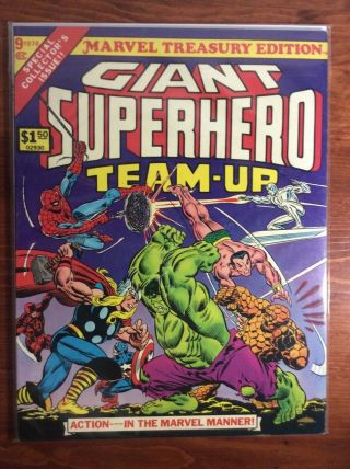 Giant Superhero Team - Up 1976 Marvel Treasury Edition 9 Spider - Man Hulk Thor Ff