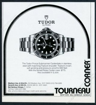 1988 Rolex Tudor Submariner Prince Oysterdate Watch Pic Vintage Print Ad