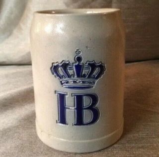 Vintage Hb Hofbrauhaus Germany Stoneware Collectible Stein Ale Beer Mug Bar Ware