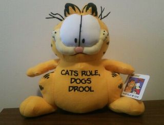 Garfield Cats Rule,  Dogs Drool 11“ Plush Toy With Tags Kellytoy 2006