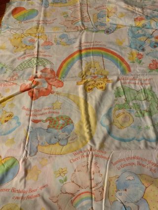 Vintage 1980’s Care Bears Twin Flat And Fitted Sheet 80 