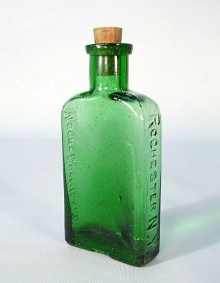 Bright Green Color Moone Chemical Co Rochester Ny Medicine Bottle