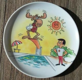 Vintage Bullwinkle And Cheerios Kid 7 " Melmac Plastic Plate Jay Ward Prods.