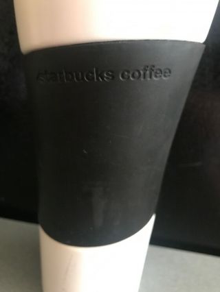 Starbucks White Ceramic Porcelain Travel Mug w/ Black Rubber Grip 2009 14oz 3