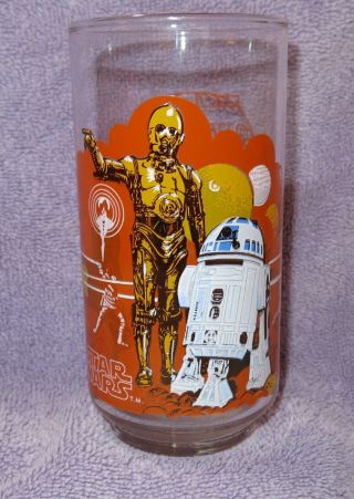 Vtg 1977 Star Wars R2 - D2 C - 3po Coca Cola Burger King Glass Lt Ed