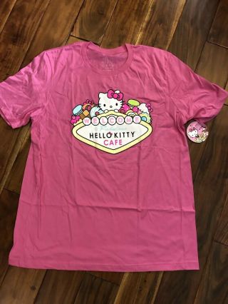 Hello Kitty Tshirt Xl Pink Las Vegas Cafe Rare Tee Nwt