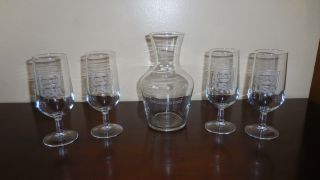 Pepsi Usa Etched Glass Carafe & 4 Wine Glasses