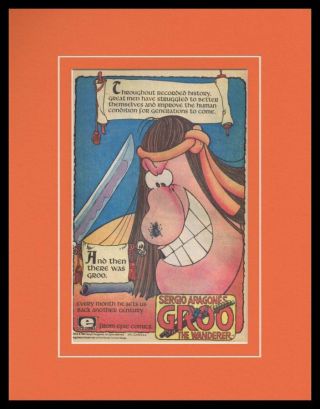 1987 Groo The Wanderer Marvel Framed 11x14 Vintage Advertisement