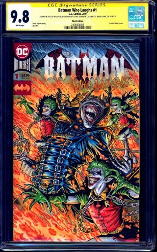 Batman Who Laughs 1 Blank Cgc Ss 9.  8 Signed Sketch Jeff Edwards Lydic