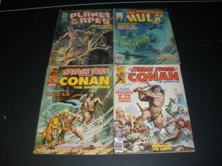 4 Curtis Comic Books Planet Of The Apes Rampaging Hulk Savage Tales Conan
