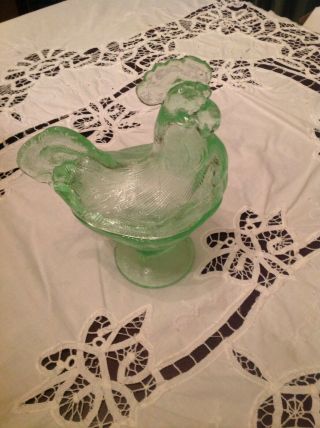 Vintage Green Glass Rooster
