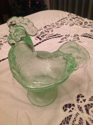 Vintage Green Glass Rooster 2