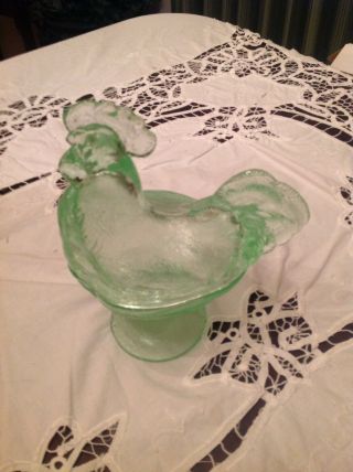 Vintage Green Glass Rooster 4