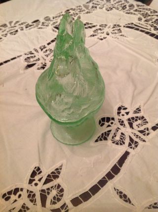 Vintage Green Glass Rooster 5