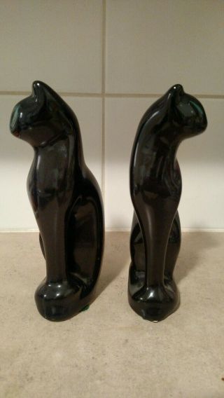 Twin Pair Black Cat Ceramic Figurine Mid Century Retro Vintage Brazil T75 2