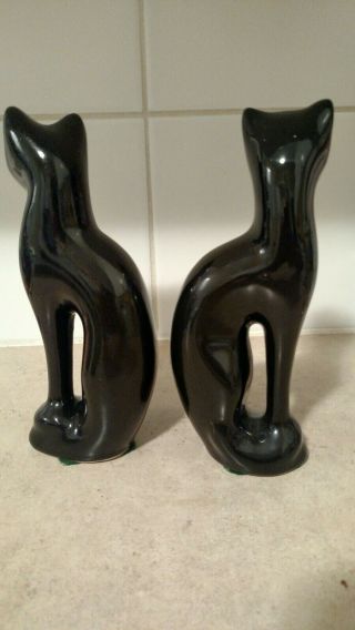 Twin Pair Black Cat Ceramic Figurine Mid Century Retro Vintage Brazil T75 3