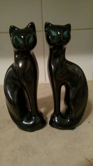 Twin Pair Black Cat Ceramic Figurine Mid Century Retro Vintage Brazil T75 4