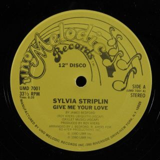 Sylvia Striplin Give Me Your Love Uno Melodic 12 " Vg,  Hear
