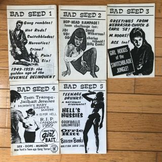 Bad Seed Zine Complete Issues 1 - 5 1984 - 88 Juvenile Delinquency Vg