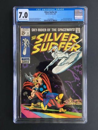Silver Surfer 4 Marvel Comics 1969 Comic Book Cgc 7.  0 W/ Thor