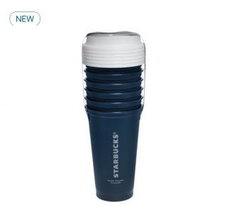 ☕️ Starbucks Reusable To Go Cups 5 Pack Tumbler 16 Oz Navy Blue With Covers