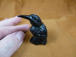 (y - Bir - Ra - 221) 1.  5 " Black Raven Crow Onyx Carving Peru Figurine Bird Noir Magpie
