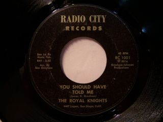 45rpm 7 " The Royal Knights Radio City Records 1001 R&b Northern Soul Ex