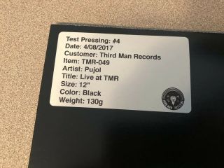 PUJOL LIVE VINYL TEST PRESSING MEGA RARE Third Man Records 2017 2