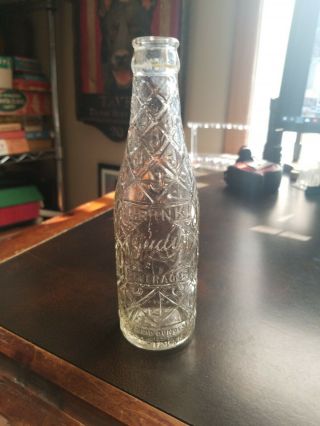 Vintage Early Soda Embossed Bottle Judy Beverages Harrisburg Pa