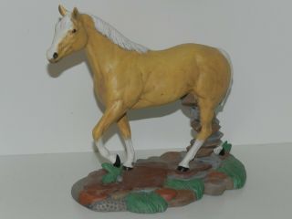 Vtg 50s Large Palomino Horse Statue Sculpture Ceramic Bisque Hand Painted 10 "