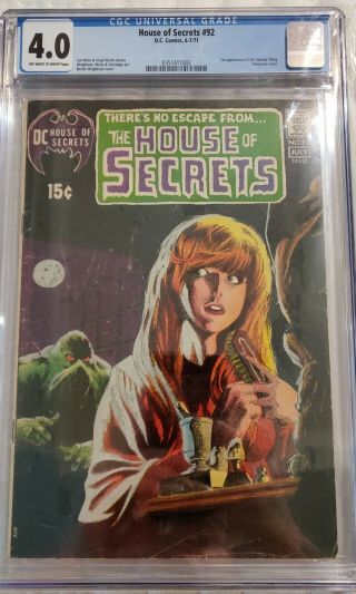 Dc Comics House Of Secrets 92 Cgc 4.  0 1st Appearance Of Swamp Thing