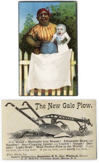 Marion Ny African American Woman & White Baby Gale Plow Victorian Trade Card