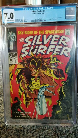 Silver Surfer 3 Cgc 7.  0 1st Appearance Of Mephisto Marvel Comics Sliver Age