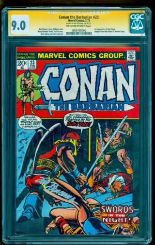 Conan The Barbarian 23 Cgc 9.  0 Ss Rare Sal Buscema Signed 1st Red Sonja