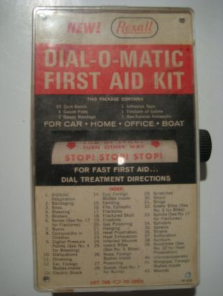 Rare Vintage Dial - O - Matic First Aid Wall Kit Rexall Advertisement Ad