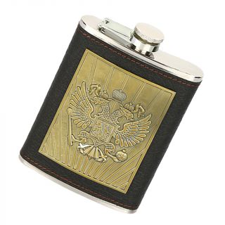 8oz Hip Flask with Screw Cap Stainless Steel/Leather Effect Gift Black 3 3