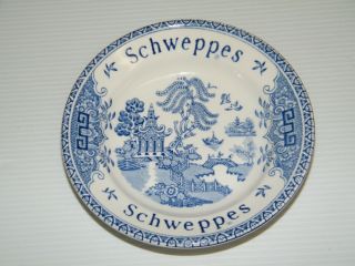 Vtg Schweppes Tonic Barratts England Flow Blue Advertising Ad Tip Dish Bowl Tray
