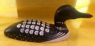 Signed Hummel Vintage Hand Carved & Painted W/ Glass Eye Loon