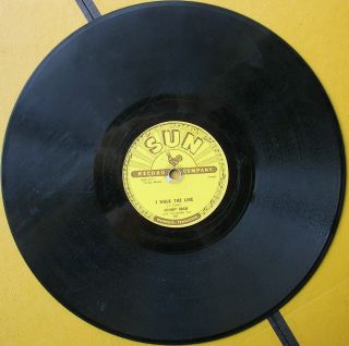 78 RPM record Johnny Cash Sun 241 I walk the line b/w get rhythm 1956 3