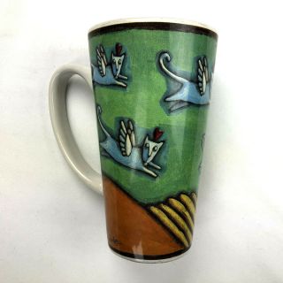 Ursula Dodge Flight Of The Blue Cat Coffee Mug 6 "