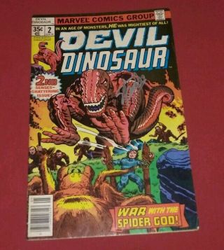 Devil Dinosaur 2 Fn/vf 7.  0 Signed Stan Lee & Jack Kirby Origin Key Issue L@@k