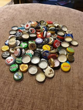 100,  Assorted Bottle Top Crown Caps Craft Beer Mixed Bulk Art Up Cycle Shabby